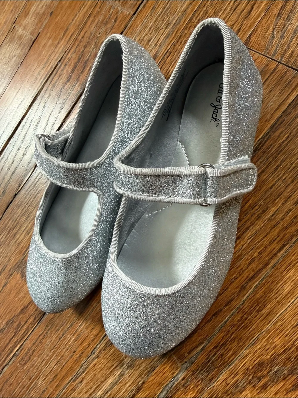 Toddler Silver Glitter Mary Jane Flats with Strap